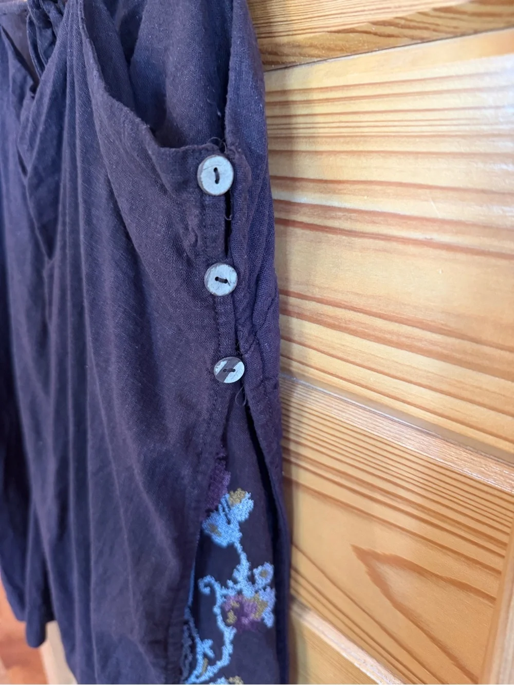 Free People sightseer embroidered linen set, large, espresso combo